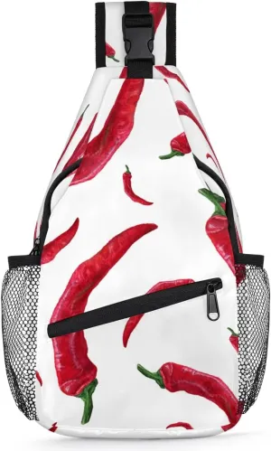 Crossbody Sling Bags for Women Men Watercolor Chili Red Fanny Pack Shoulder Bag Waterproof Anti Theft Chest Bag Running Hiking Athletic Trainer Travel Camping Outdoor Casual Crossbody Bags