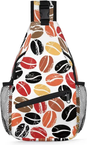 Crossbody Sling Bags for Women Men Watercolor Colorful Coffee Beans Fanny Pack Shoulder Bag Waterproof Anti Theft Chest Bag Running Hiking Athletic Trainer Travel Camping Outdoor Casual Crossbody Bags