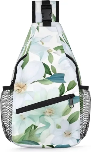 Crossbody Sling Bags for Women Men Watercolor Flower Spring Fanny Pack Shoulder Bag Waterproof Anti Theft Bulk Chest Bag Running Hiking Athletic Trainer Travel Camping Outdoor Casual Crossbody Bags