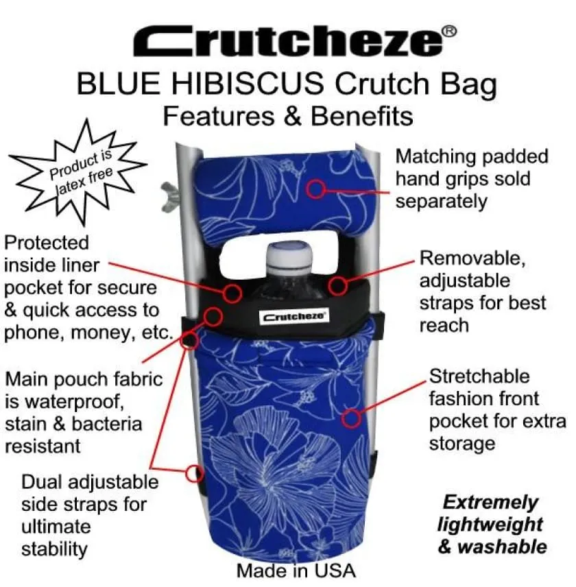 CRUTCHEZE CRUTCH BAG - BLUE and WHITE HIBISCUS
