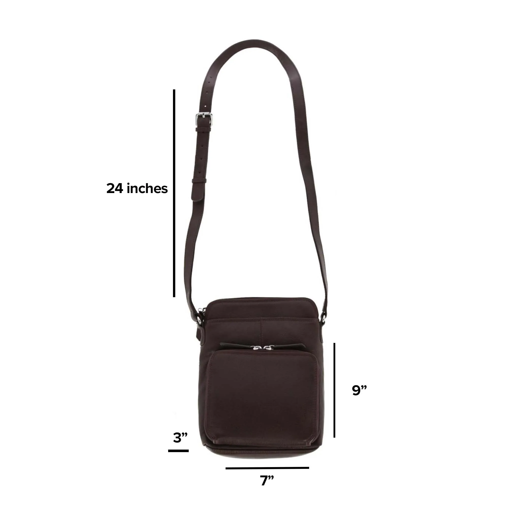 CTM® Women's Leather Small Crossbody Oganizer