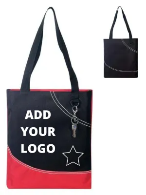 Custom Dual Handles Poly Tote Bag With D-Ring Attached
