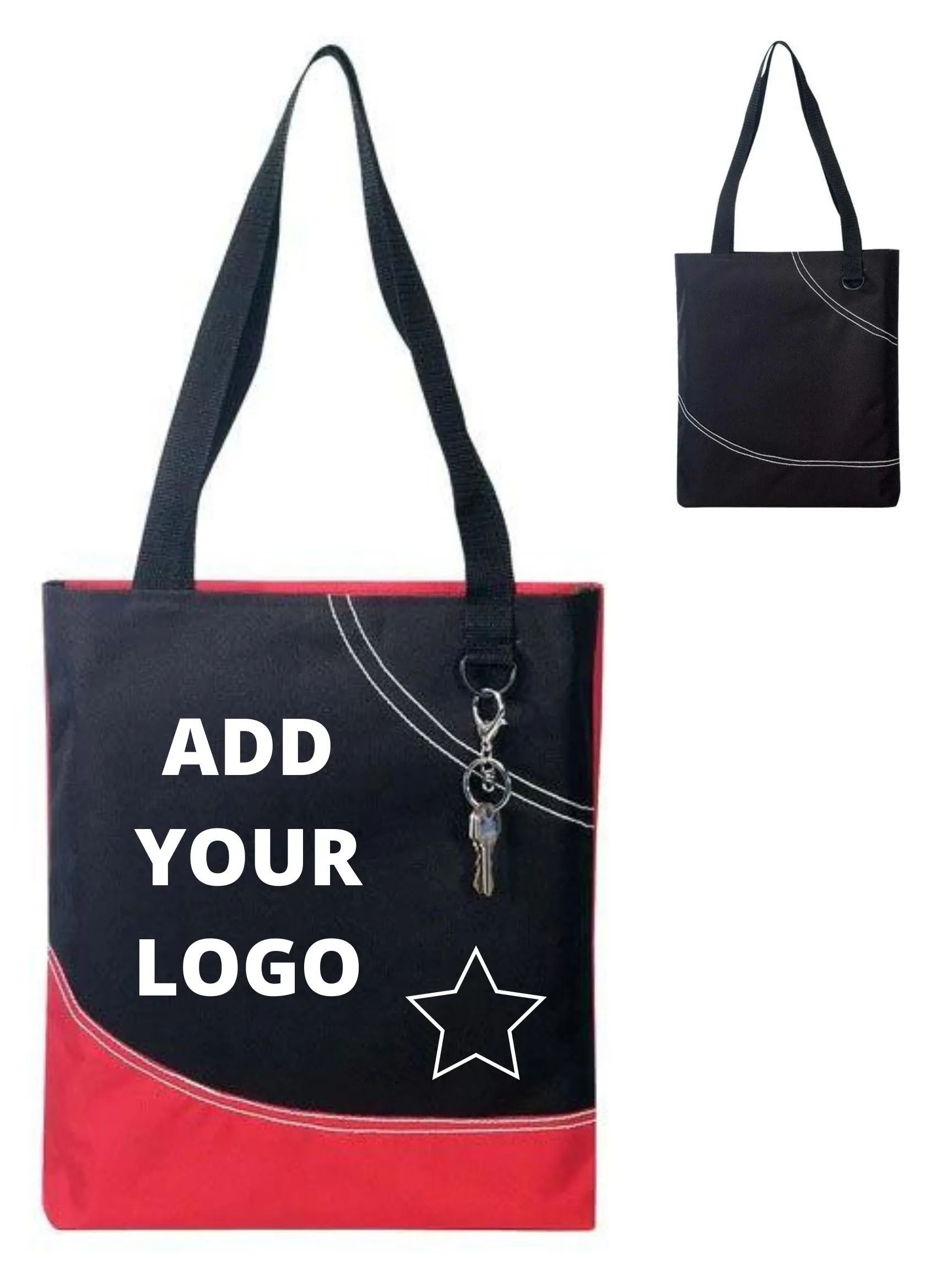 Custom Dual Handles Poly Tote Bag With D-Ring Attached