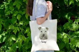 Custom EMBROIDERED Pet Portrait Tote, Custom Dog Tote, Gift for pet lovers, Dog Mom Gift, Pet Embroidery, Dog Mom Tote Bag, Cat mom