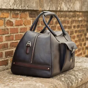 Custom Travel Sport Duffle Bag Leather Burgundy Grey 5225