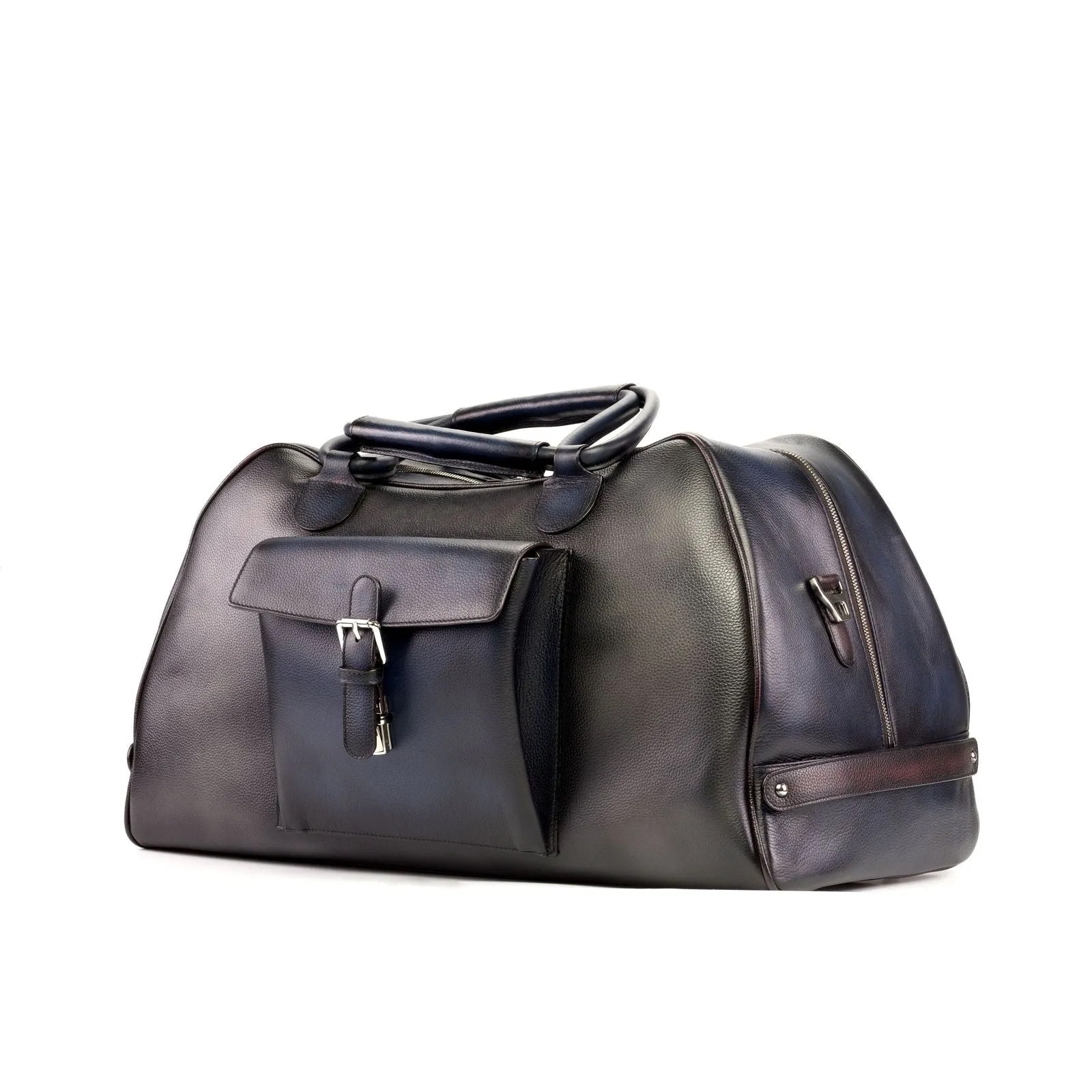 Custom Travel Sport Duffle Bag Leather Burgundy Grey 5225