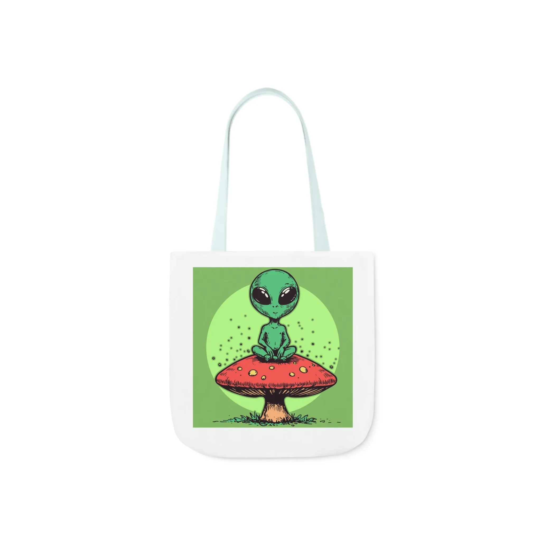Cute Alien Shroomie Canvas Tote Bag with Colorful Straps | Perfect for Earth Day or Space Lovers