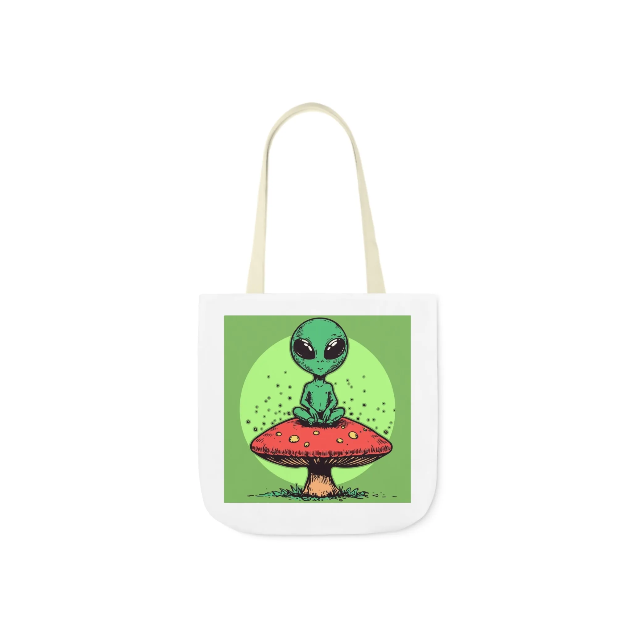 Cute Alien Shroomie Canvas Tote Bag with Colorful Straps | Perfect for Earth Day or Space Lovers
