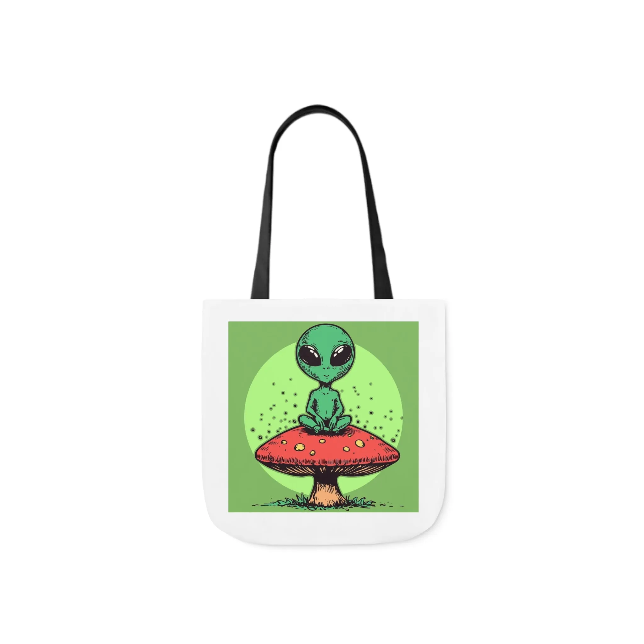 Cute Alien Shroomie Canvas Tote Bag with Colorful Straps | Perfect for Earth Day or Space Lovers