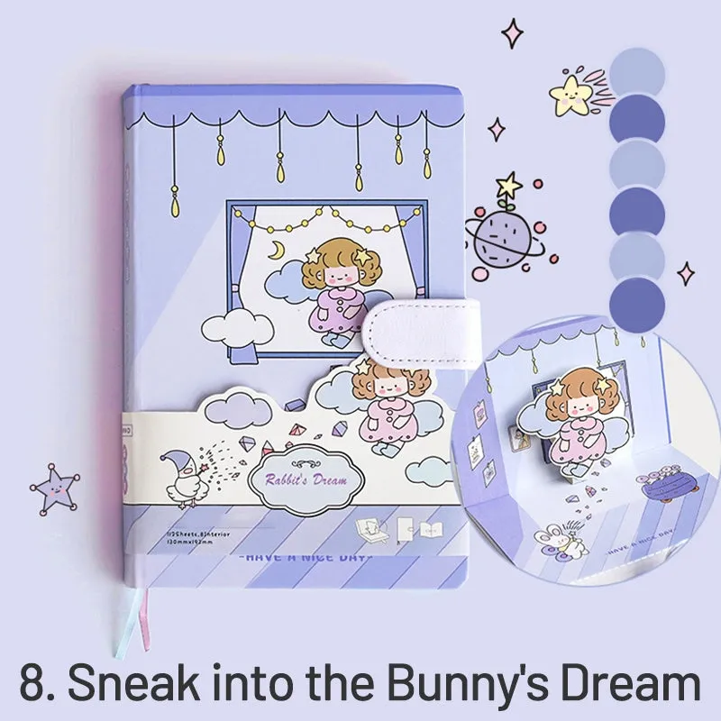 Cute Cartoon 3D Title Page Hardcover Diary
