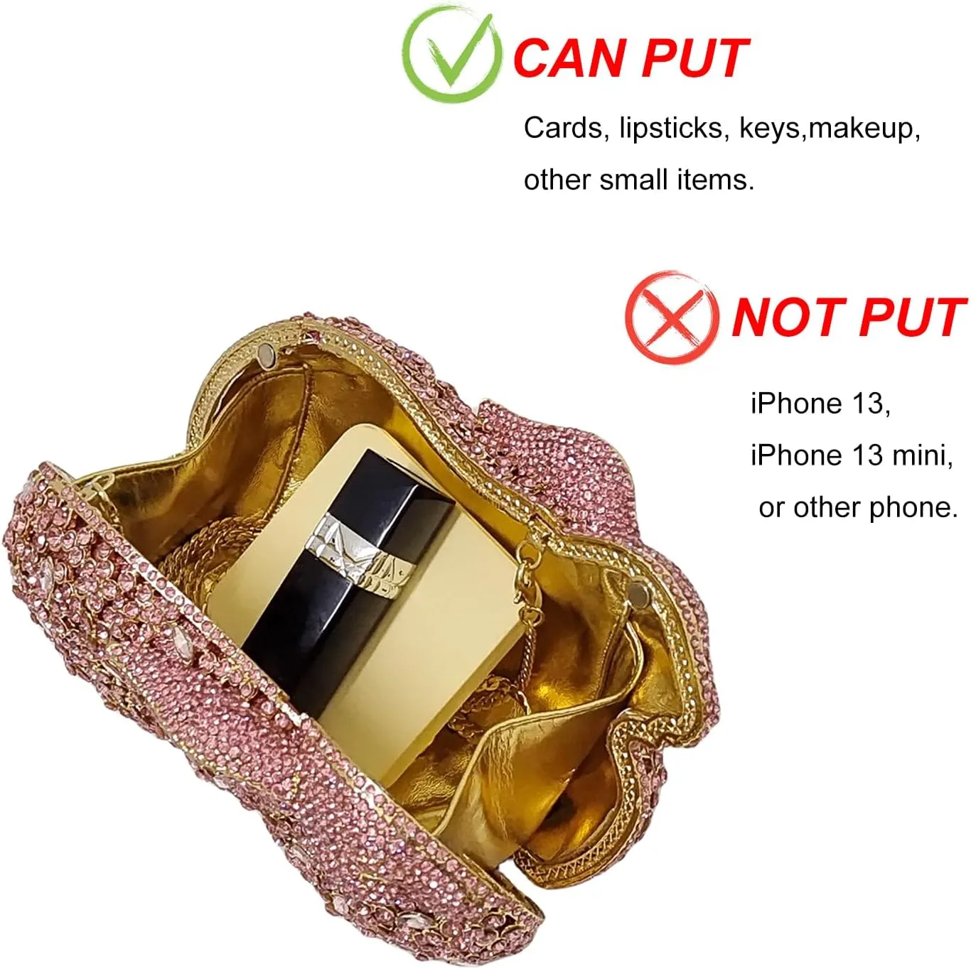 Cute Rabbit Evening Bag Bunny Rhinestone Purse Animal Crystal Clutch for Party Wedding Prom Handbag, Pink