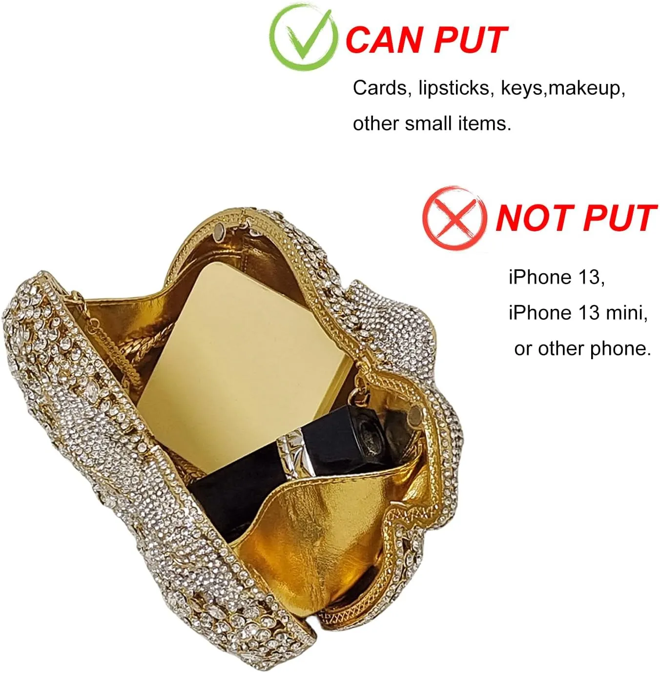 Cute Rabbit Evening Bag Bunny Rhinestone Purse Animal Crystal Clutch for Party Wedding Prom Handbag, White Gold