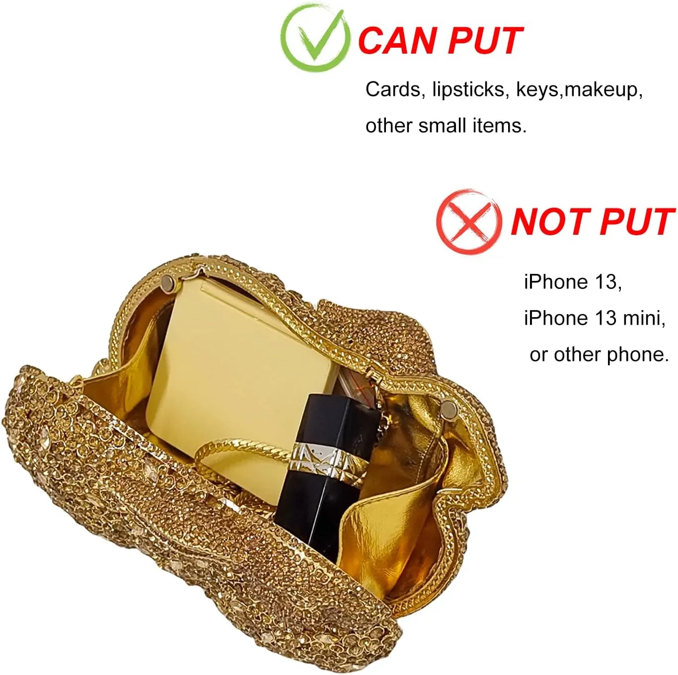 Cute Rabbit Evening Bag Bunny Rhinestone Purse Animal Crystal Clutch for Party Wedding Prom Handbag, Yellow Gold