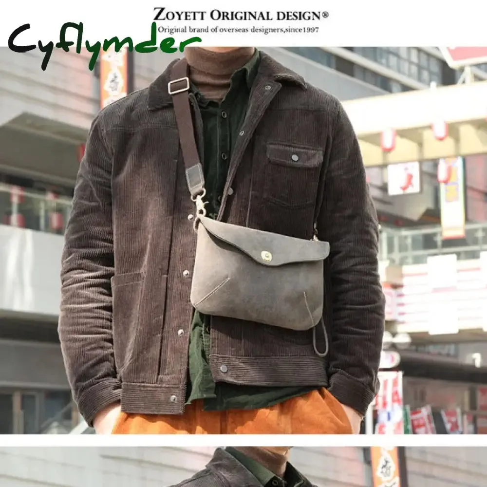 Cyflymder Quality Original Leather Male Casual Shoulder Messenger Satchel Bag Student Cowhide Fashion Cross-body Bag 8" Pad Tote Mochila