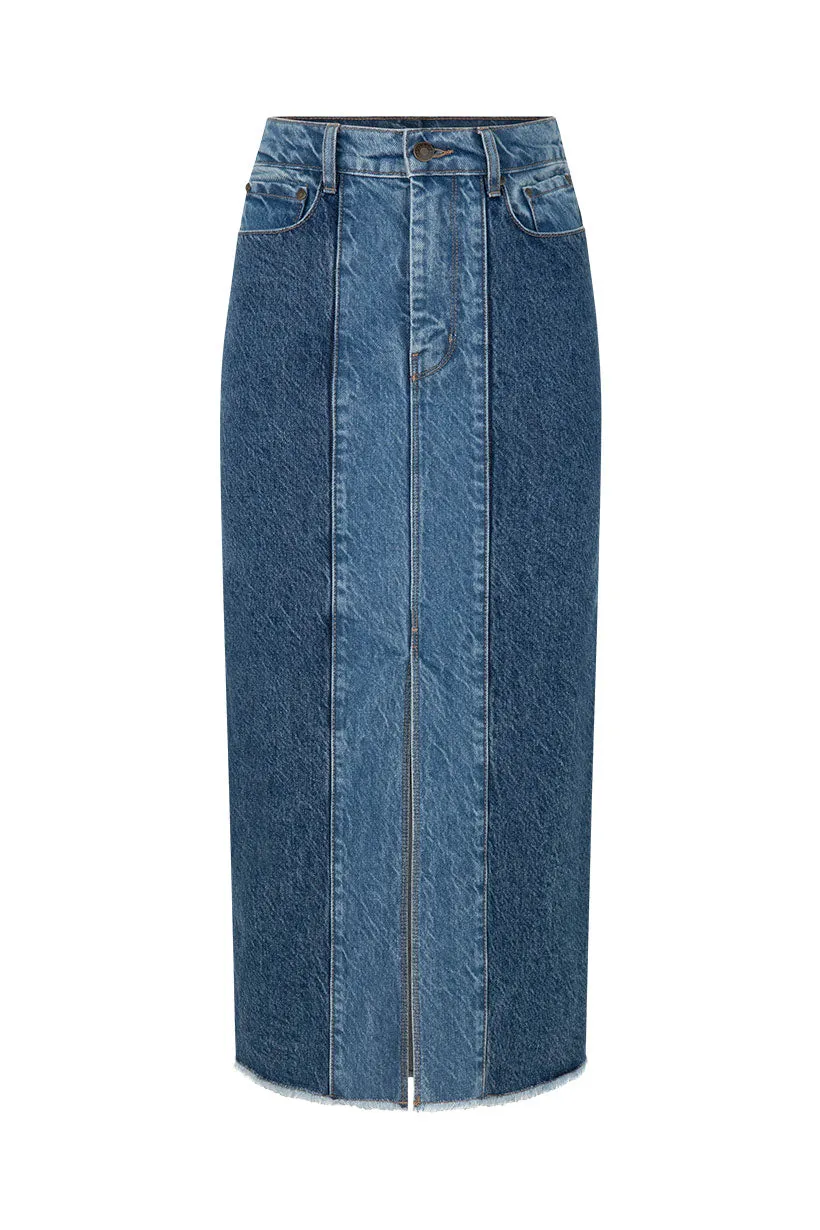 Daisy Patchwork Denim Skirt