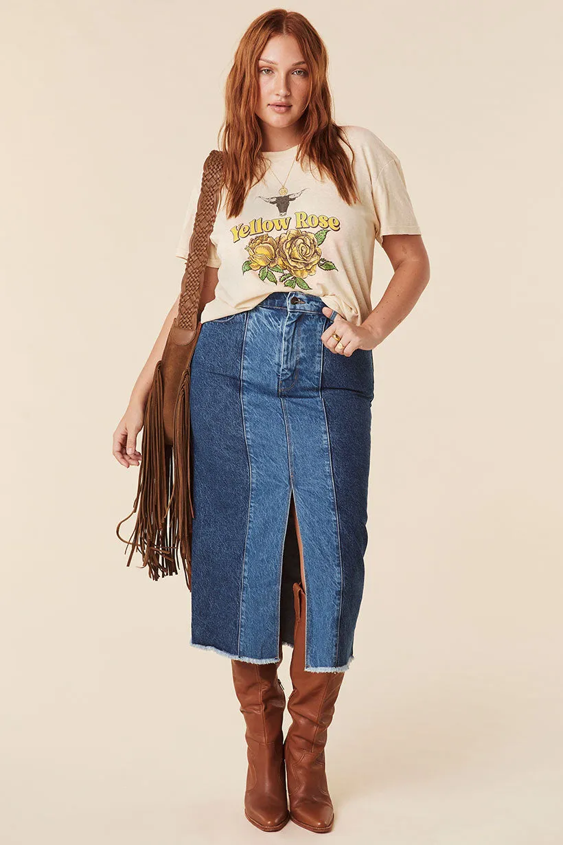 Daisy Patchwork Denim Skirt