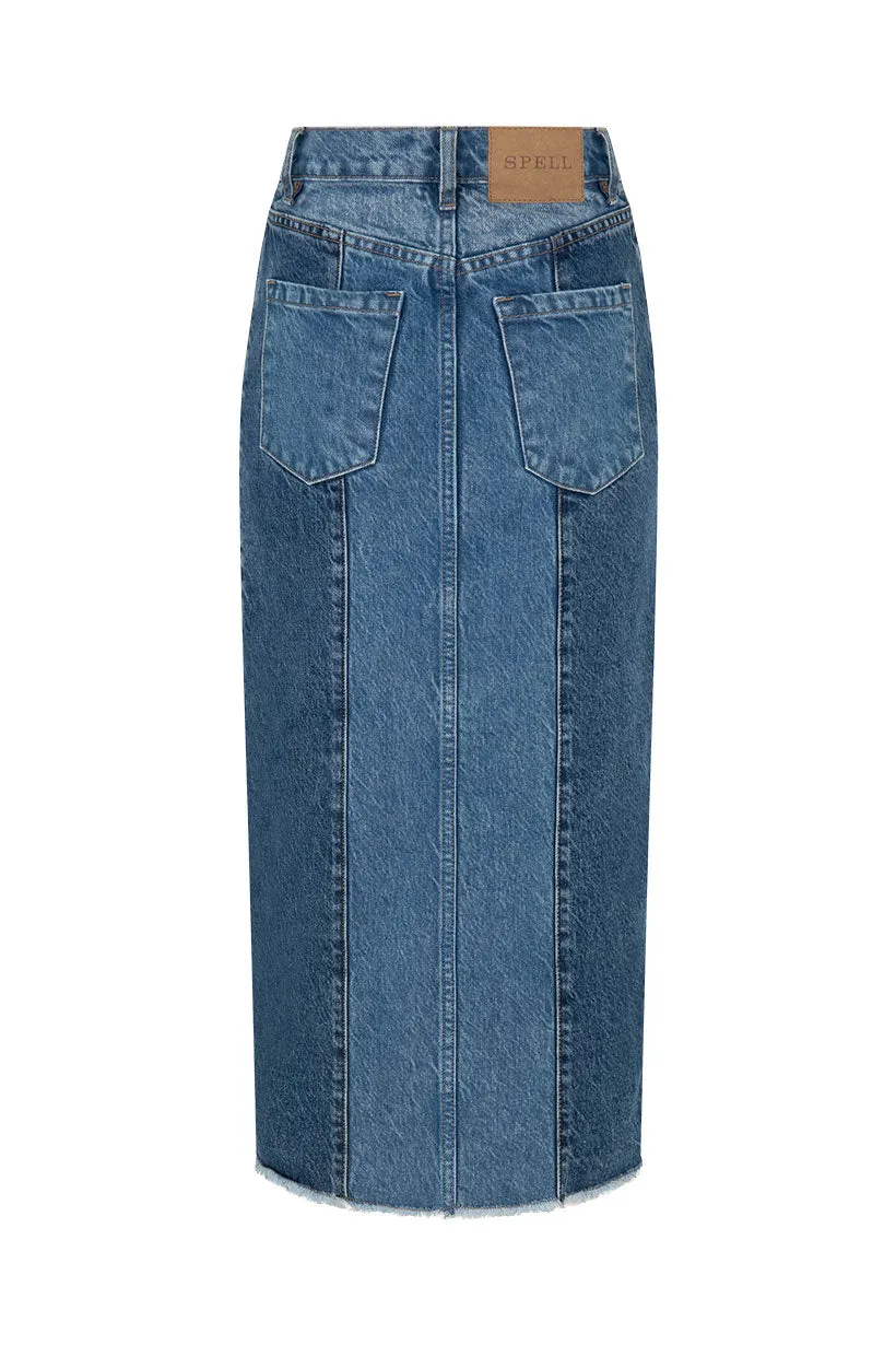 Daisy Patchwork Denim Skirt