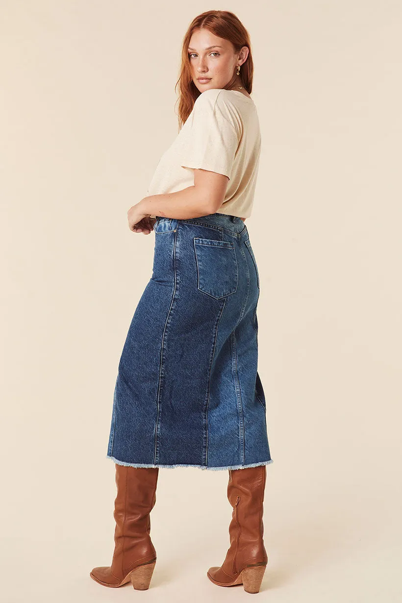 Daisy Patchwork Denim Skirt