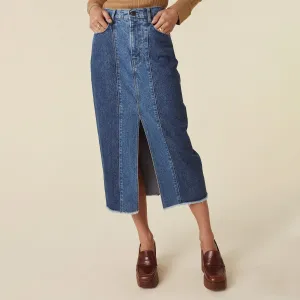 Daisy Patchwork Denim Skirt
