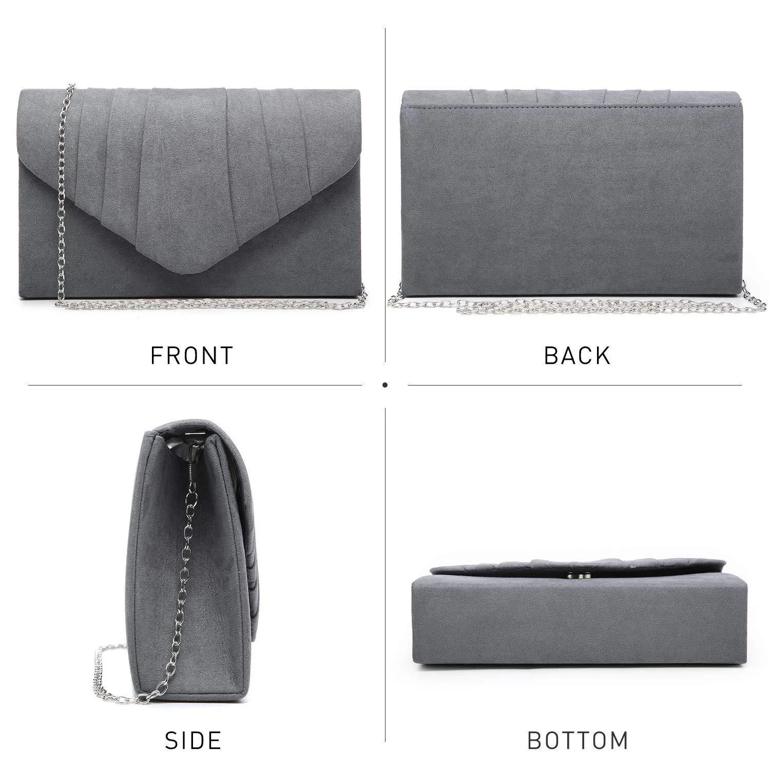Dasein Women's Evening Bag Pleated Envelope Clutch l Dasein