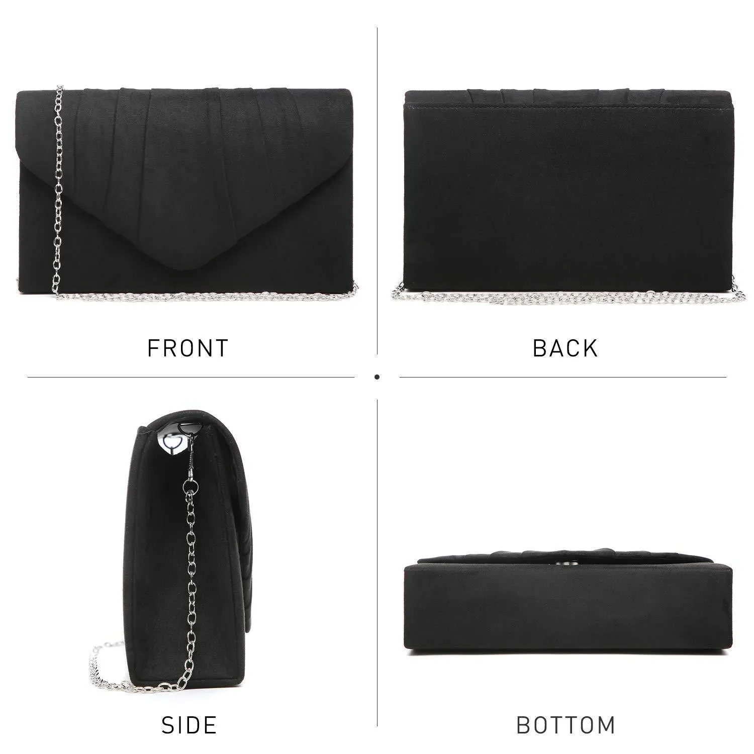 Dasein Women's Evening Bag Pleated Envelope Clutch l Dasein