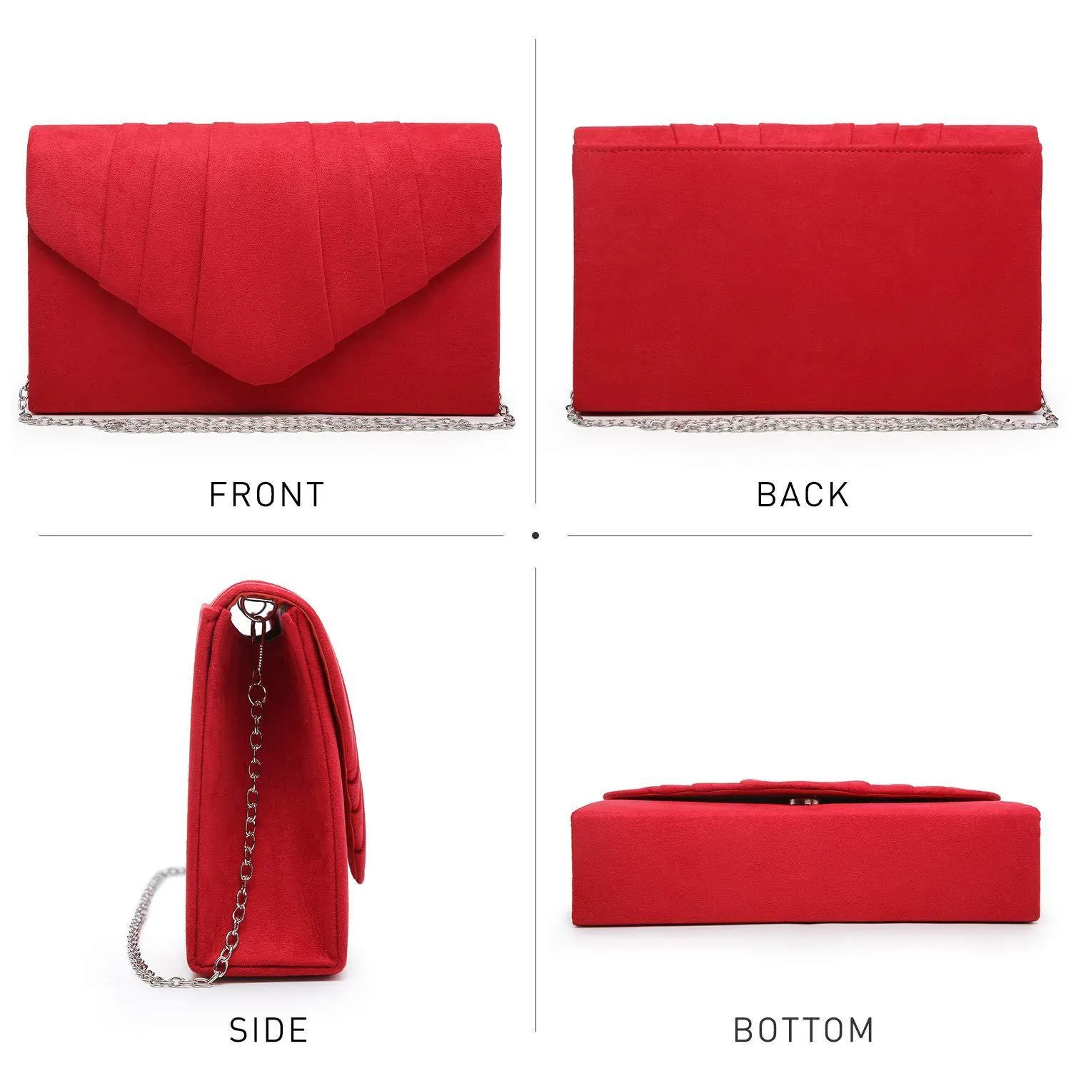 Dasein Women's Evening Bag Pleated Envelope Clutch l Dasein