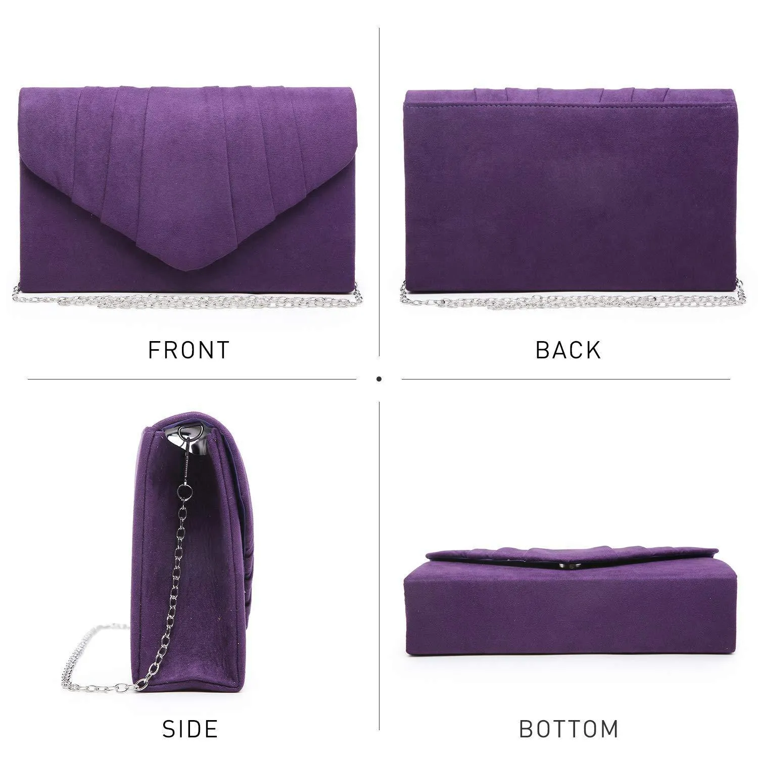 Dasein Women's Evening Bag Pleated Envelope Clutch l Dasein