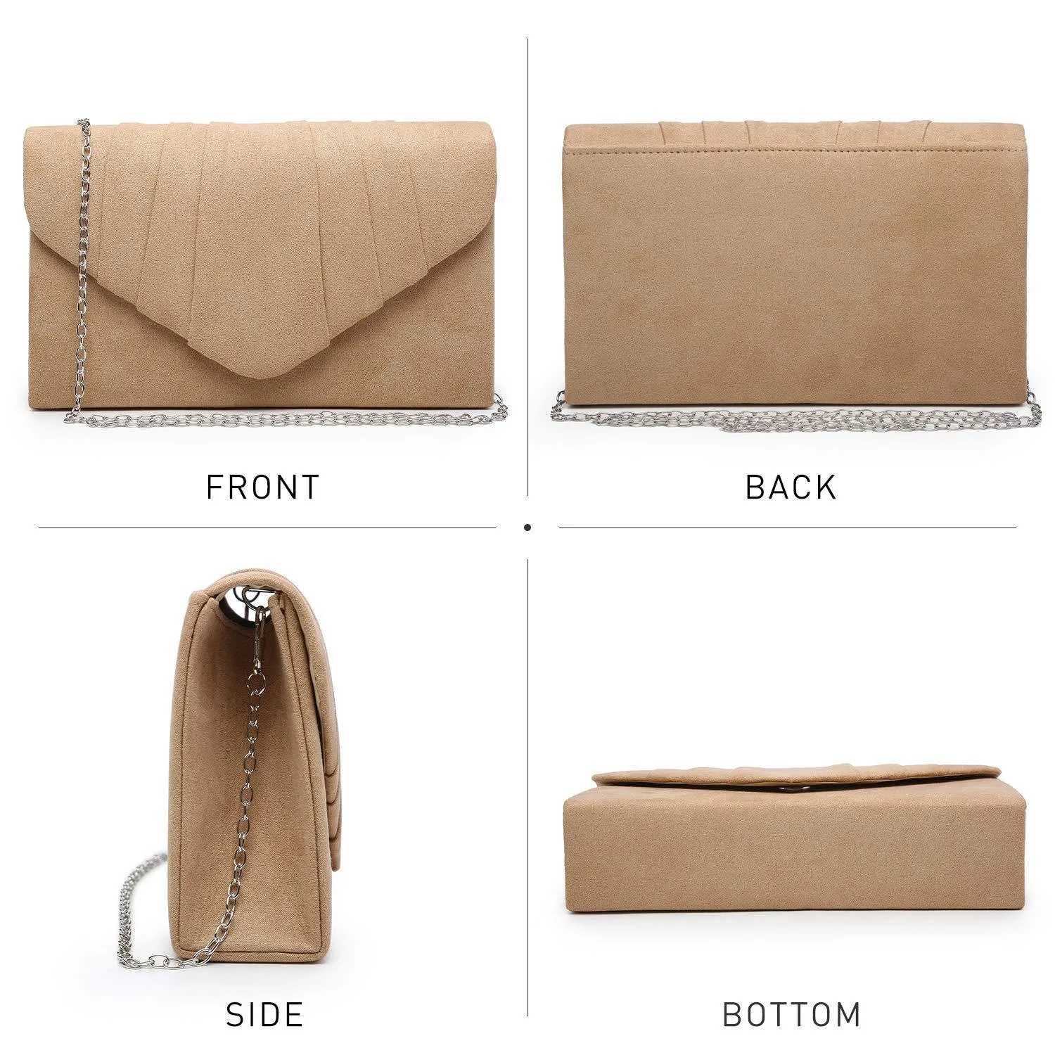 Dasein Women's Evening Bag Pleated Envelope Clutch l Dasein
