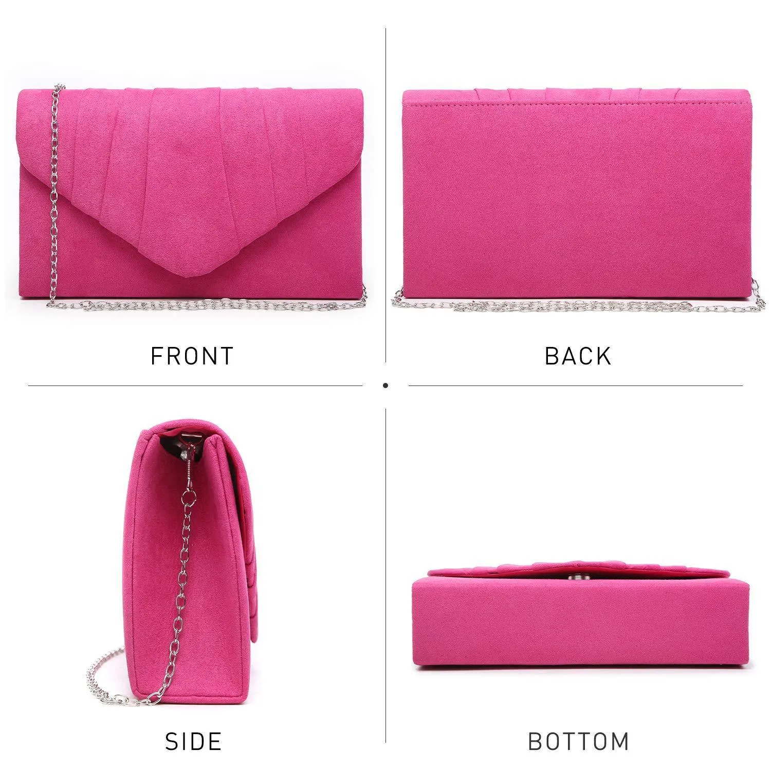 Dasein Women's Evening Bag Pleated Envelope Clutch l Dasein