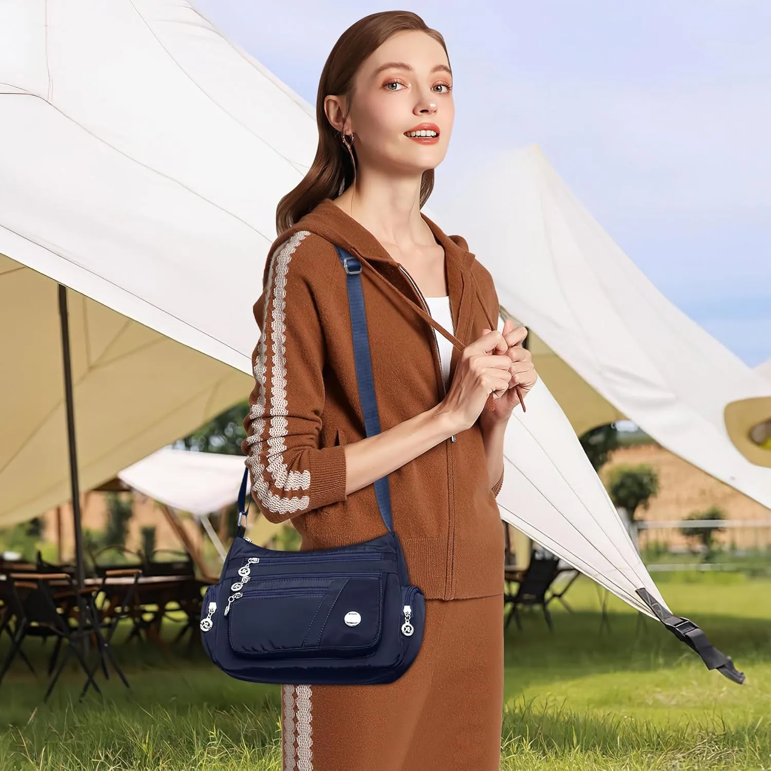 DEEVORCA Casual Women's Shoulder Bags Fashion Simple Shoulder Bag Medium Lightweight Nylon Waterproof Messenger Bag for Travel Work Shopping Daily Shoulder Bags Handbags