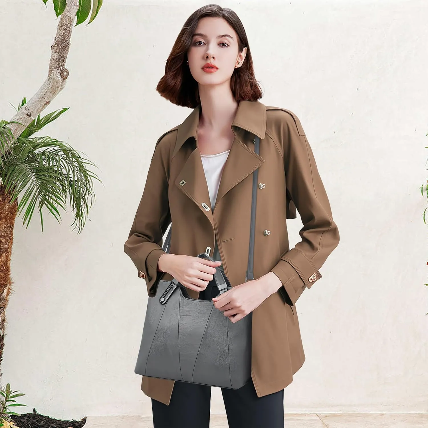 DEEVORCA Handbags for Women Elegant Woman Shoulder Bag Splice Design Shoulder Bags Retro Shoulder Bags for Women Ladies Hobo Bags Ladies Shopping Casual Shoulder Bags PU Leather