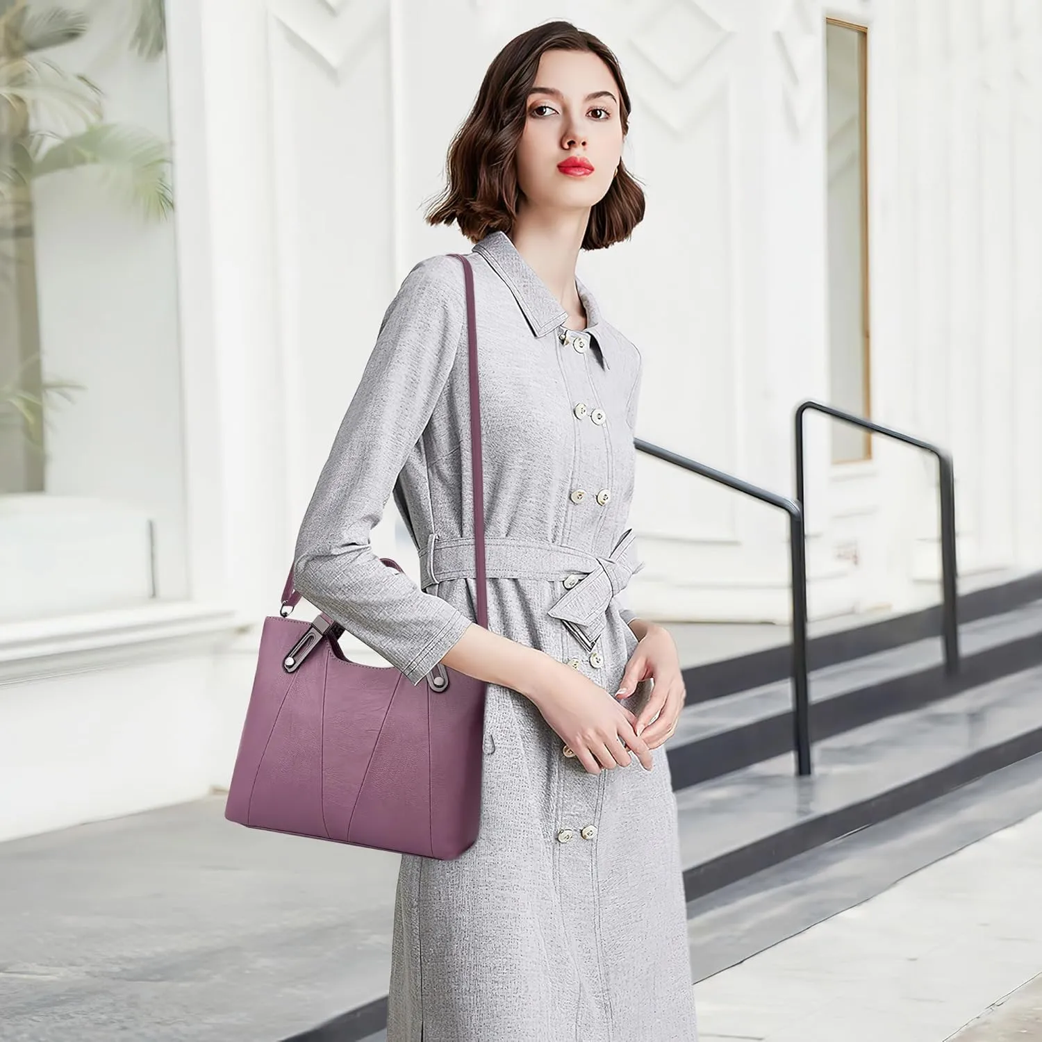 DEEVORCA Handbags for Women Elegant Woman Shoulder Bag Splice Design Shoulder Bags Retro Shoulder Bags for Women Ladies Hobo Bags Ladies Shopping Casual Shoulder Bags PU Leather
