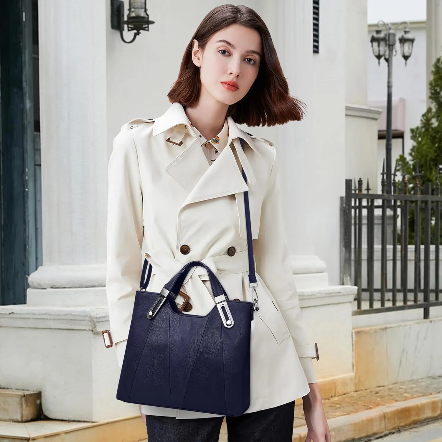 DEEVORCA Handbags for Women Elegant Woman Shoulder Bag Splice Design Shoulder Bags Retro Shoulder Bags for Women Ladies Hobo Bags Ladies Shopping Casual Shoulder Bags PU Leather
