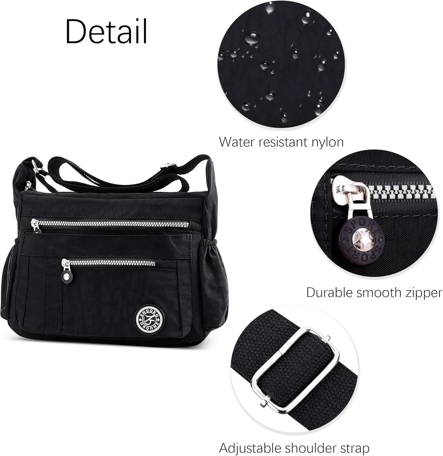 DEEVORCA Shoulder Bags Women's Casual Messenger Bag Fashion Multiple Pockets Nylon Waterproof Lightweight Shoulder Bag Daily Travel Work Shopping Shoulder Bags