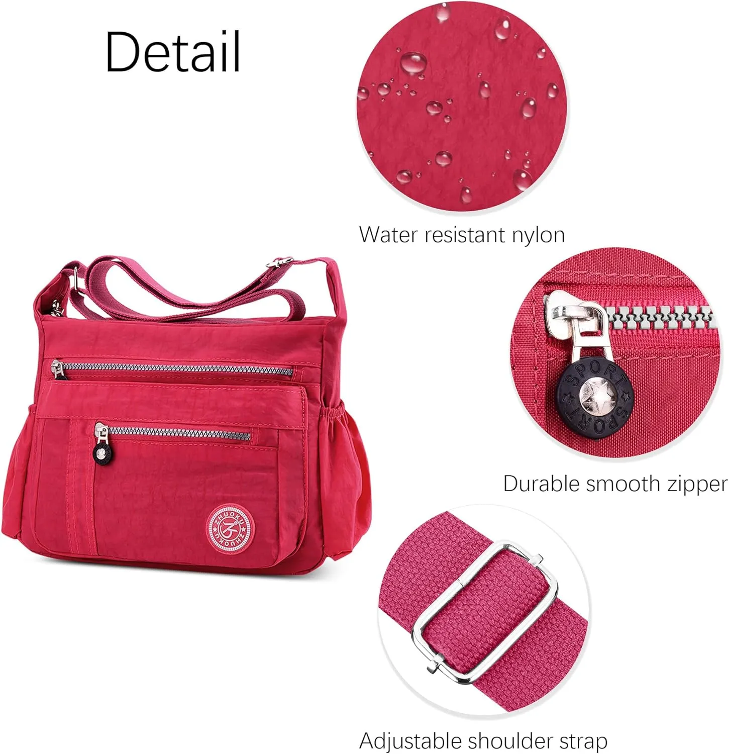DEEVORCA Shoulder Bags Women's Casual Messenger Bag Fashion Multiple Pockets Nylon Waterproof Lightweight Shoulder Bag Daily Travel Work Shopping Shoulder Bags