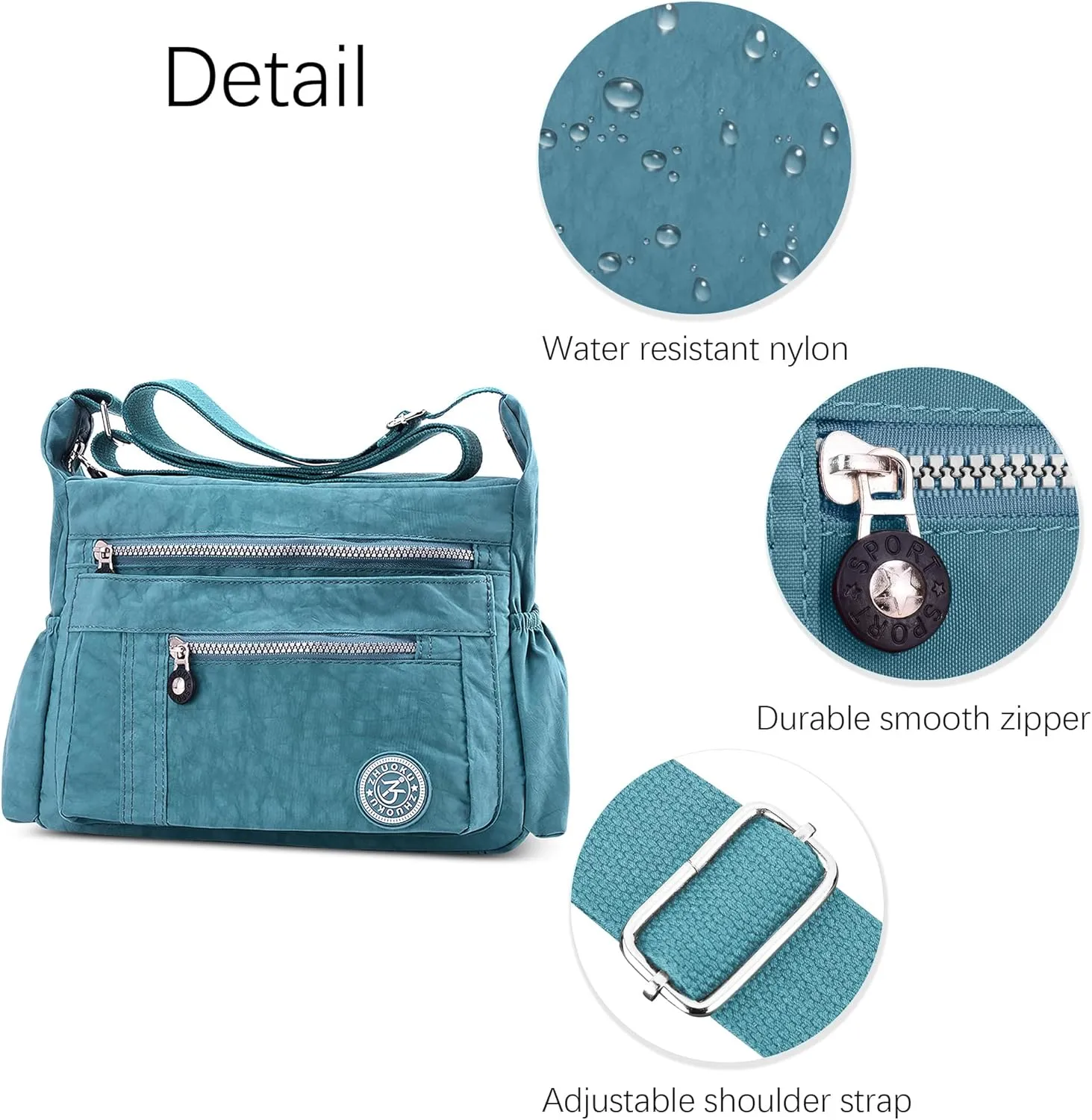 DEEVORCA Shoulder Bags Women's Casual Messenger Bag Fashion Multiple Pockets Nylon Waterproof Lightweight Shoulder Bag Daily Travel Work Shopping Shoulder Bags