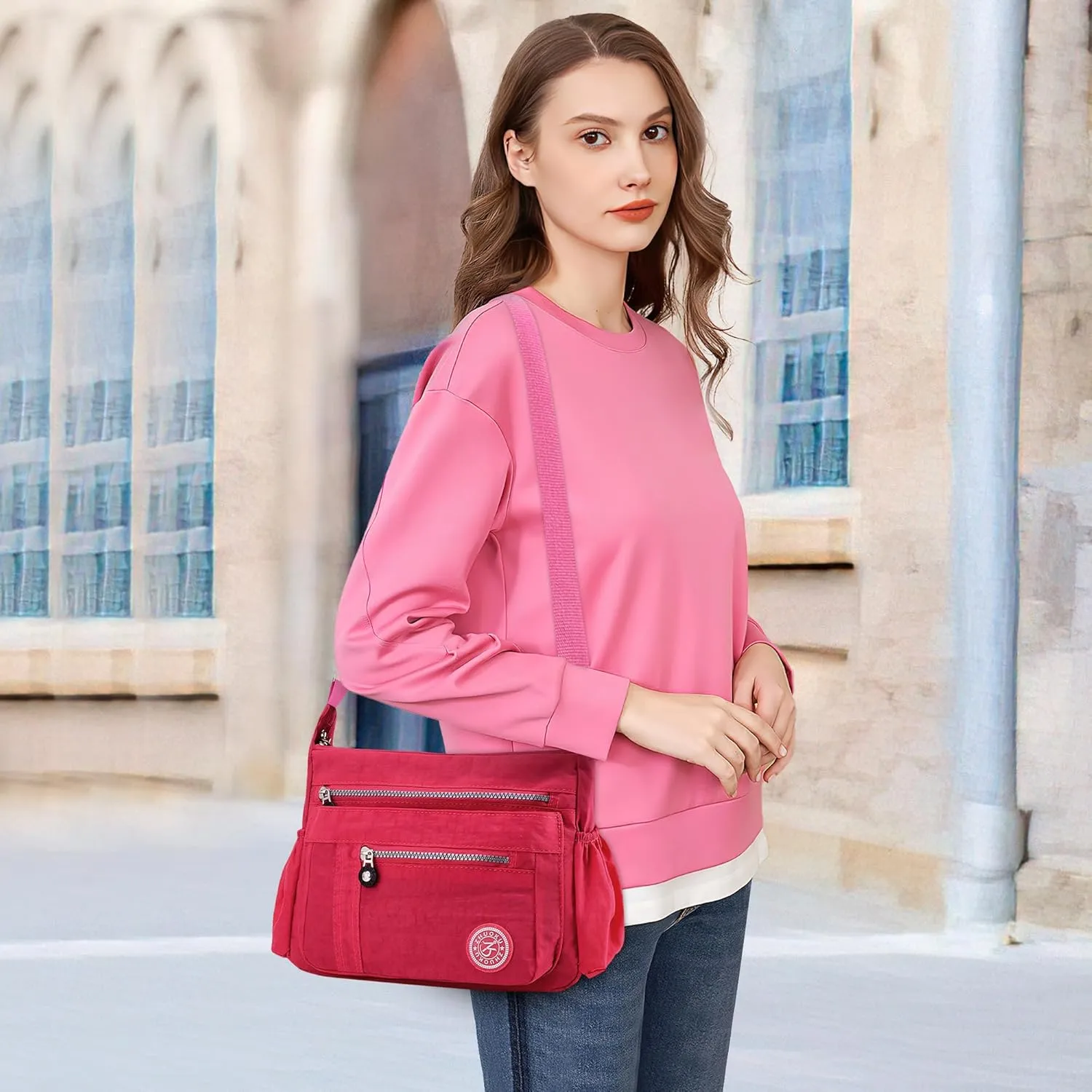 DEEVORCA Shoulder Bags Women's Casual Messenger Bag Fashion Multiple Pockets Nylon Waterproof Lightweight Shoulder Bag Daily Travel Work Shopping Shoulder Bags