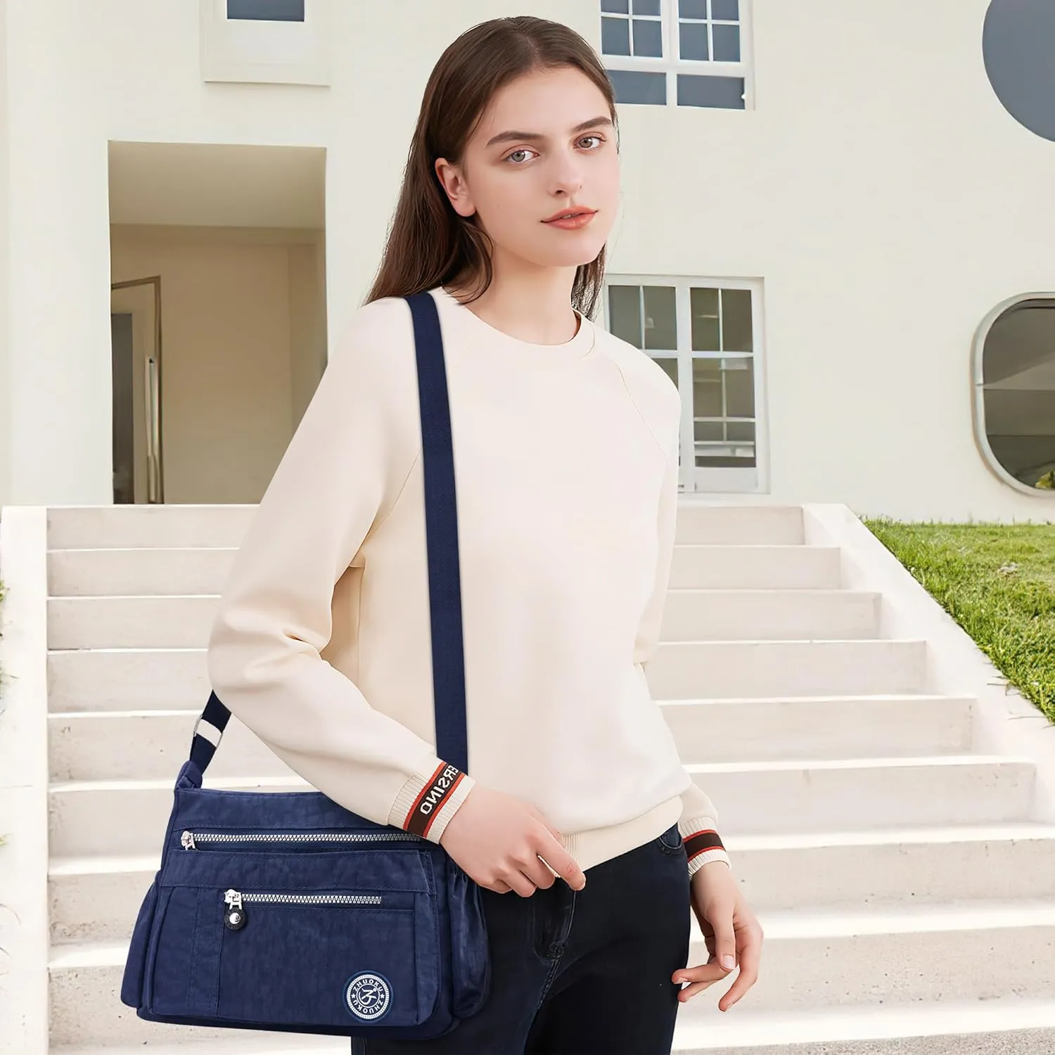 DEEVORCA Shoulder Bags Women's Casual Messenger Bag Fashion Multiple Pockets Nylon Waterproof Lightweight Shoulder Bag Daily Travel Work Shopping Shoulder Bags
