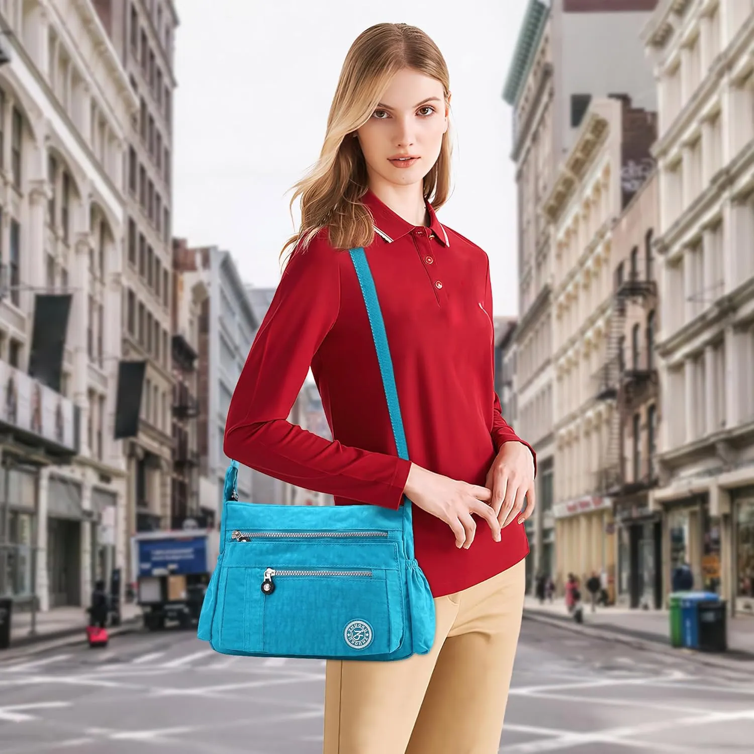 DEEVORCA Shoulder Bags Women's Casual Messenger Bag Fashion Multiple Pockets Nylon Waterproof Lightweight Shoulder Bag Daily Travel Work Shopping Shoulder Bags