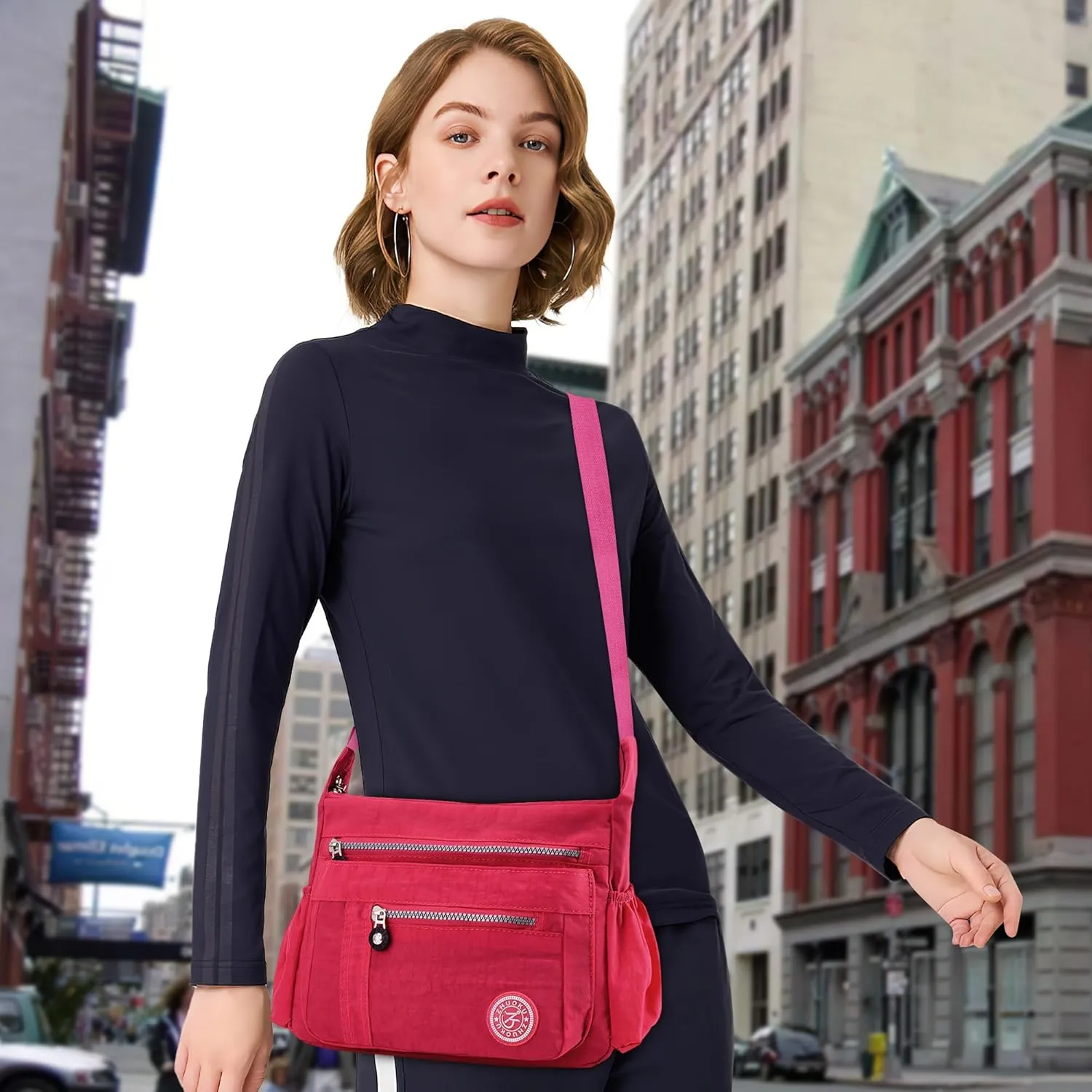 DEEVORCA Shoulder Bags Women's Casual Messenger Bag Fashion Multiple Pockets Nylon Waterproof Lightweight Shoulder Bag Daily Travel Work Shopping Shoulder Bags