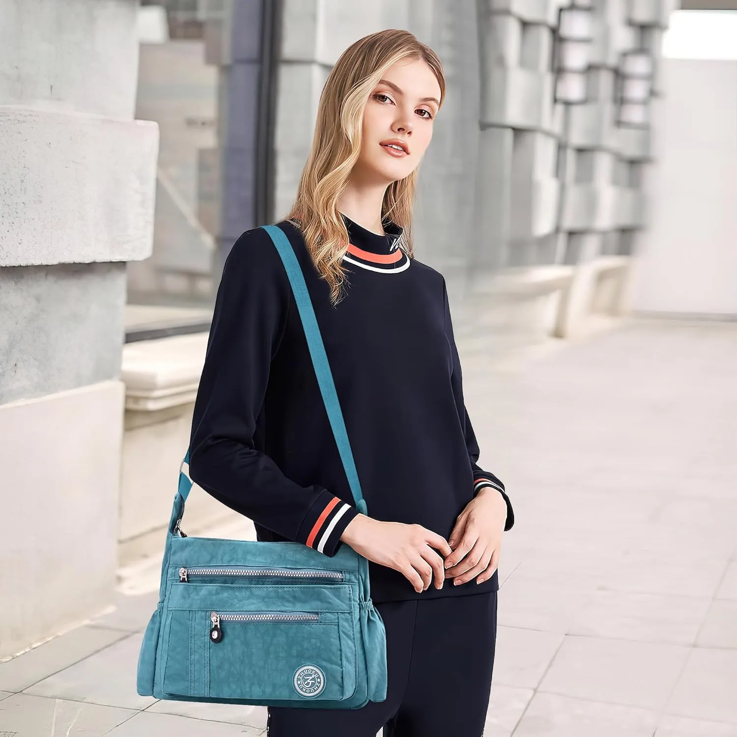 DEEVORCA Shoulder Bags Women's Casual Messenger Bag Fashion Multiple Pockets Nylon Waterproof Lightweight Shoulder Bag Daily Travel Work Shopping Shoulder Bags