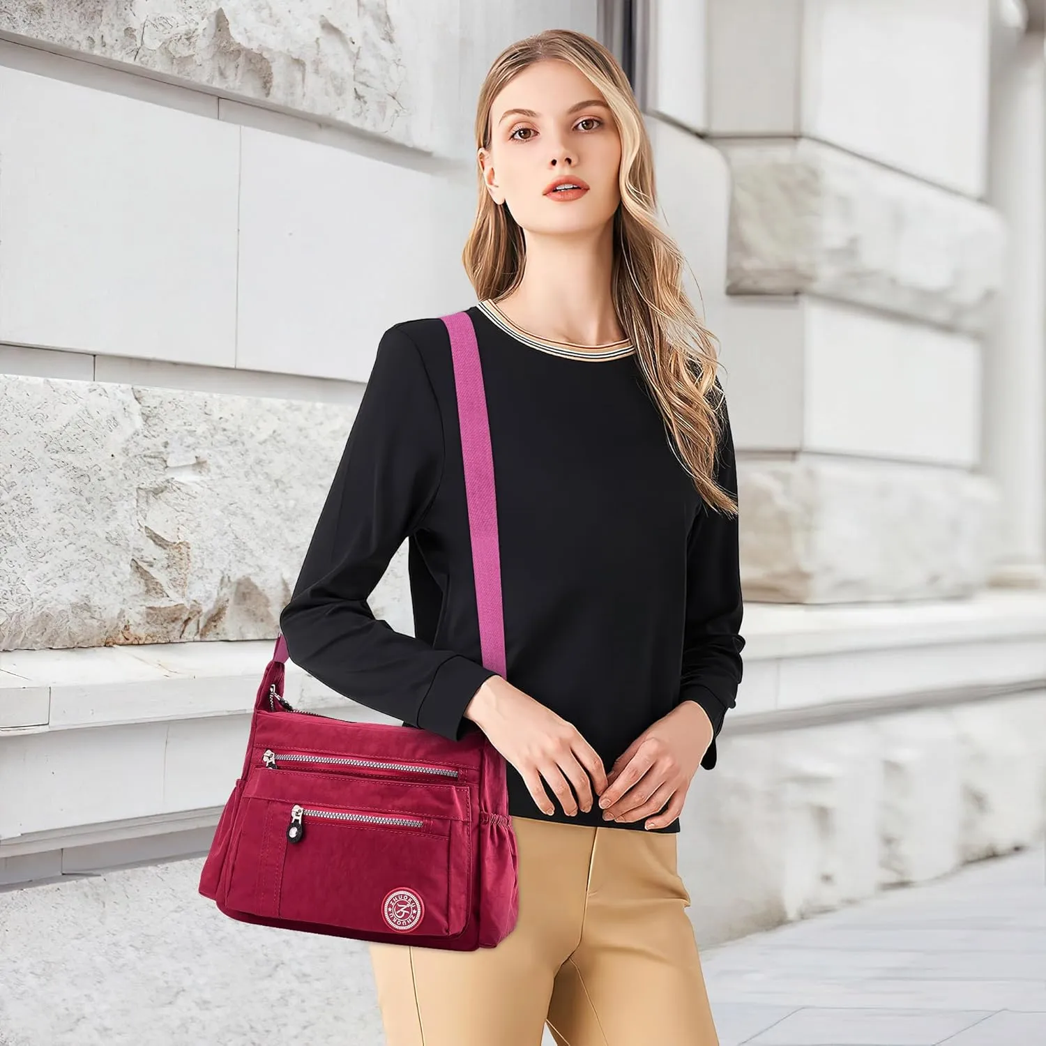 DEEVORCA Shoulder Bags Women's Casual Messenger Bag Fashion Multiple Pockets Nylon Waterproof Lightweight Shoulder Bag Daily Travel Work Shopping Shoulder Bags