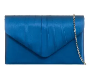 Denim Blue Satin Clutch Bag