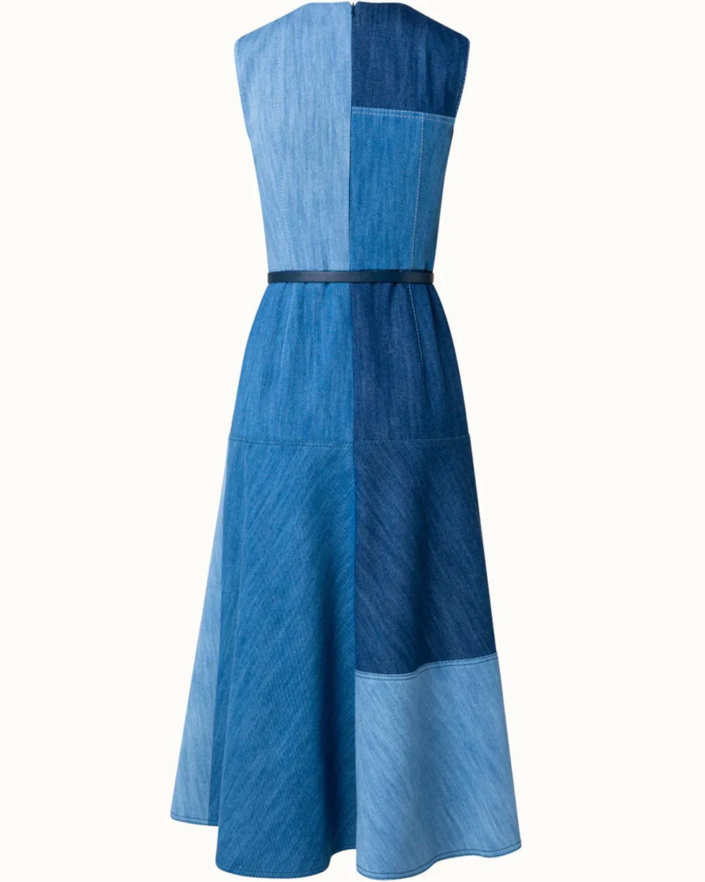 Denim Patchwork Midi Dress