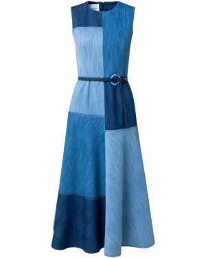 Denim Patchwork Midi Dress