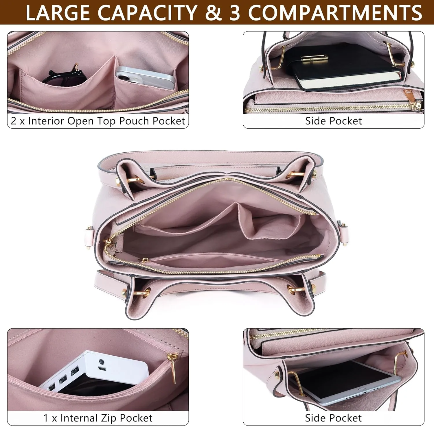 Designer Tote Bag for Women Vegan Leather Floral Embroidery Medium Shoulder Bag Work Travel