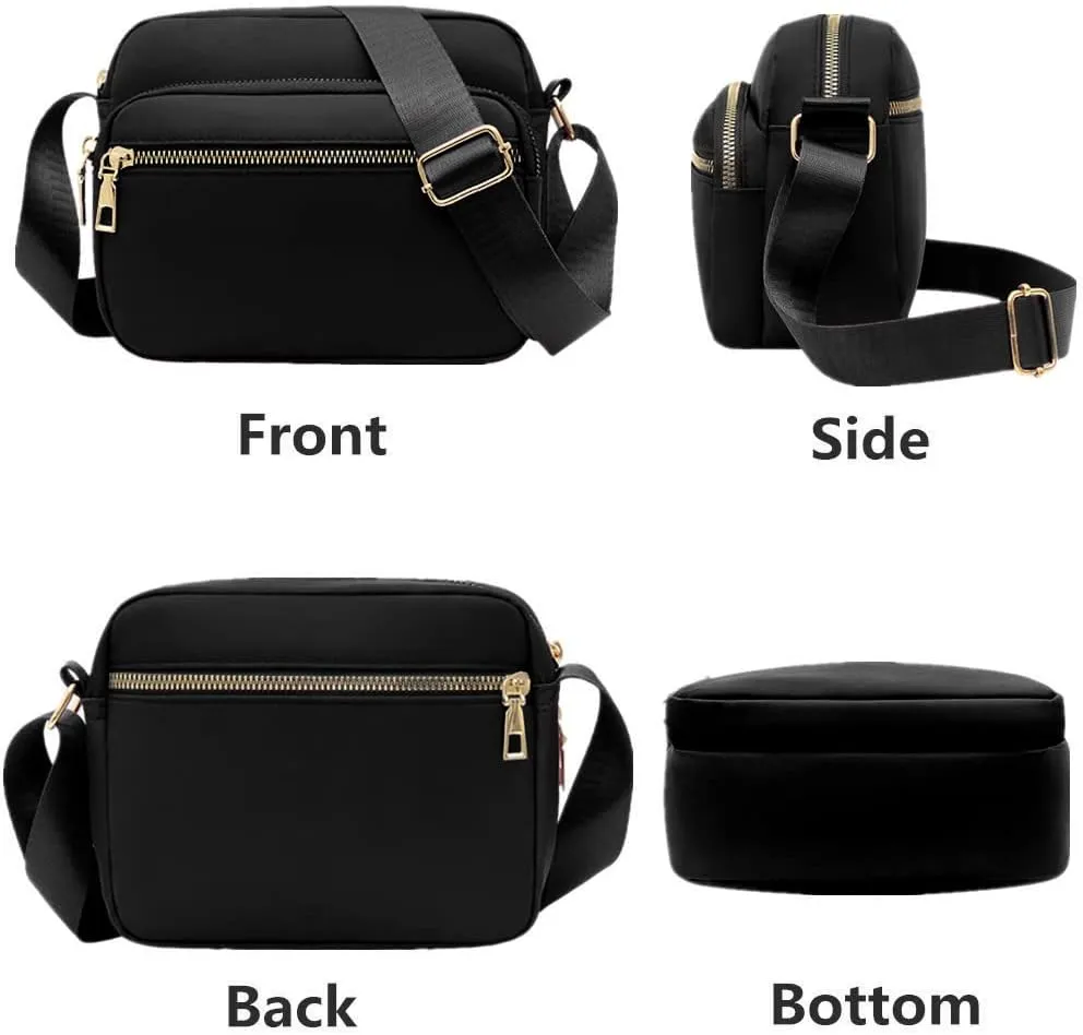 DIHKLCIO Nylon Crossbody Bags for Women Purses and Handbags Women's Casual Messenger Bag Waterproof Black Crossbody Purse