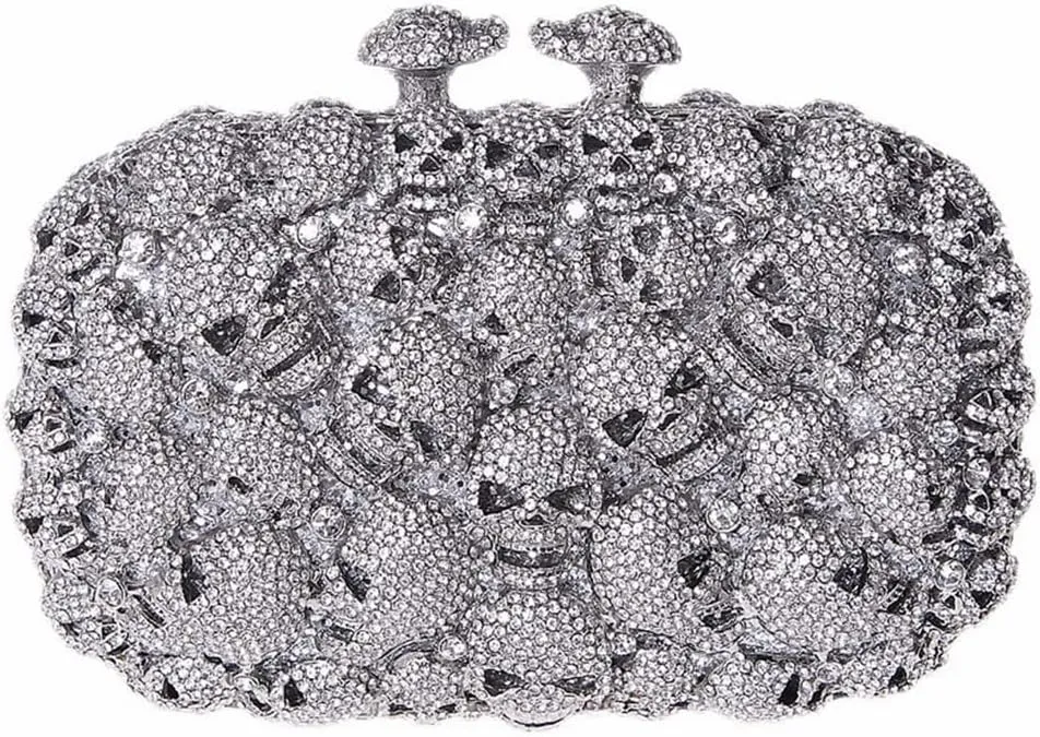 DJBM Glitter Skulls Rhinestone Purse Women's Clutch Handbags Crystal Evening Bags Diamond Evening Clutches for Party Prom
