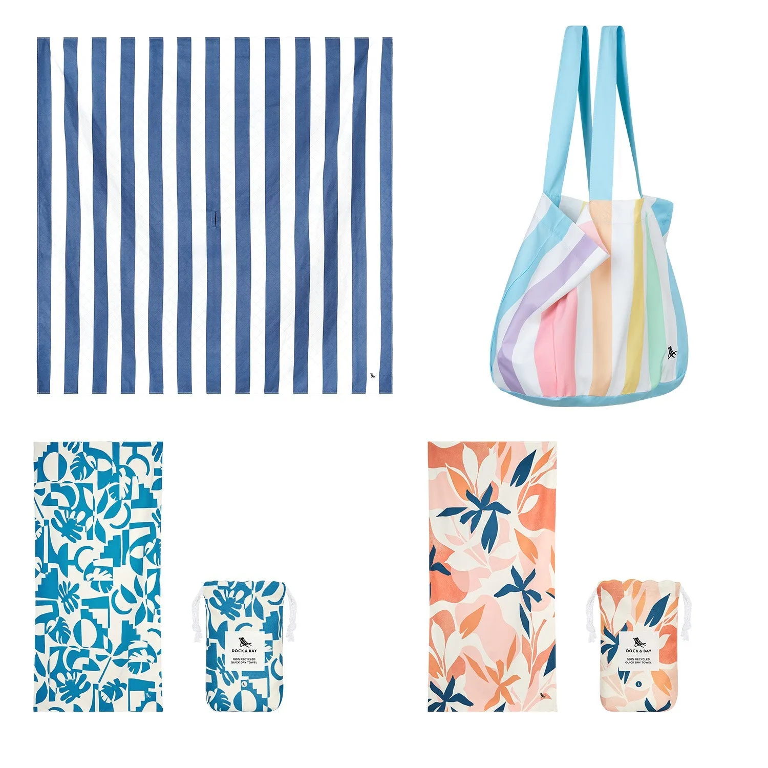 Dock & Bay 2 x Beach Towel   Bag   Picnic Blanket - Whitsunday Blue