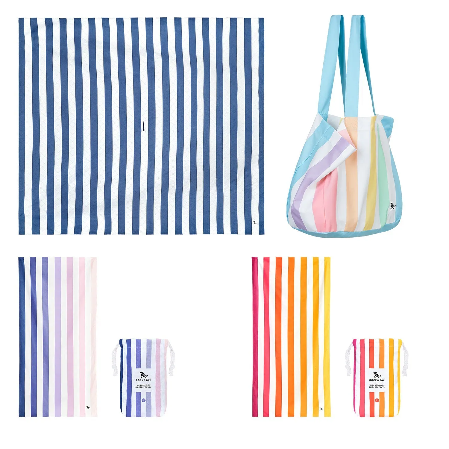 Dock & Bay 2 x Beach Towel   Bag   Picnic Blanket - Whitsunday Blue